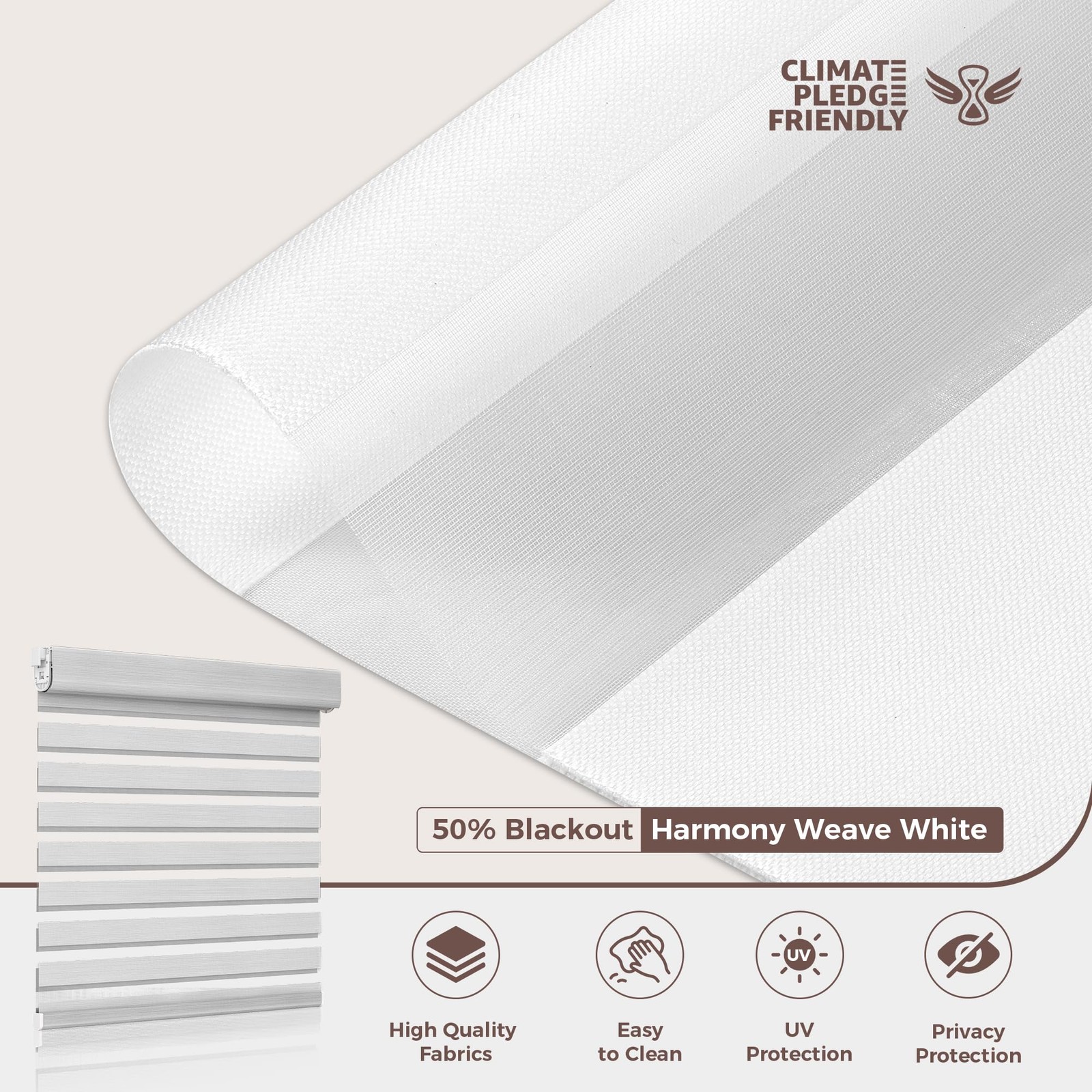 Allesin Zen No Drill No Tools Cordless Zebra Blinds Renter Friendly Dual Layer