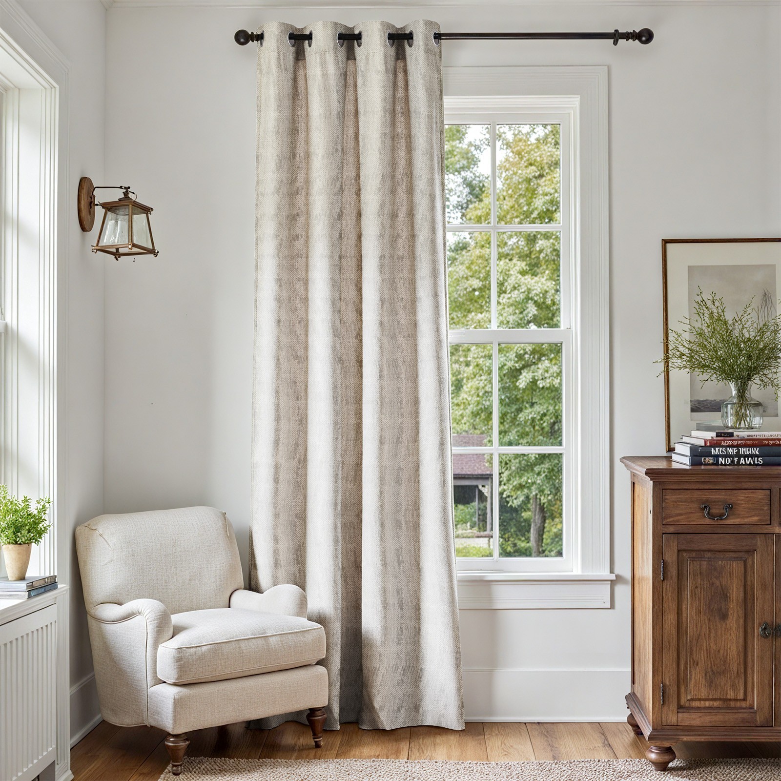 Linen Textured Blackout Curtains Bedroom Single Panel Thermal Grommet 84″ L