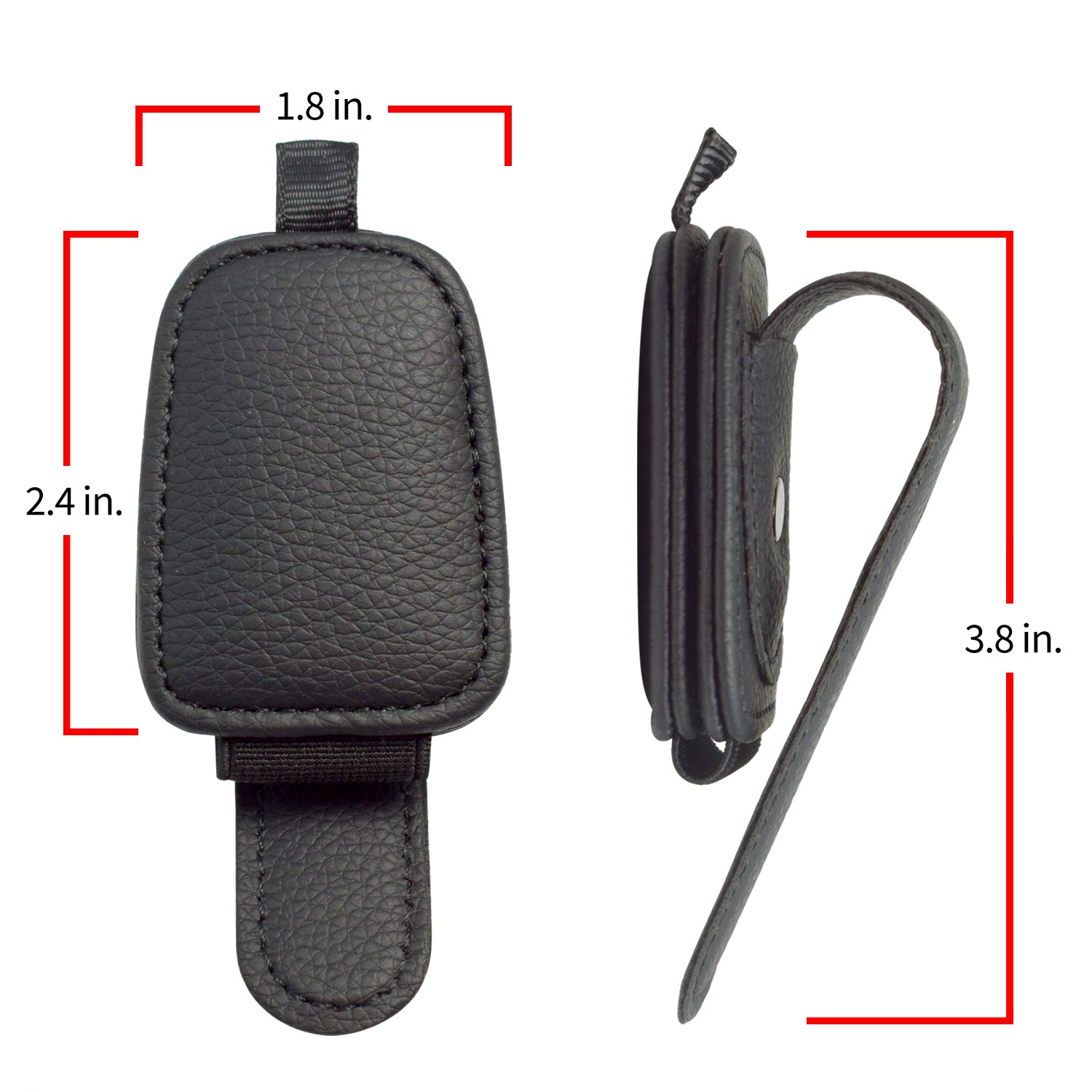 Ford Cobra Rectangle Black Leather Magnetic Sunglass Sun Visor Holder