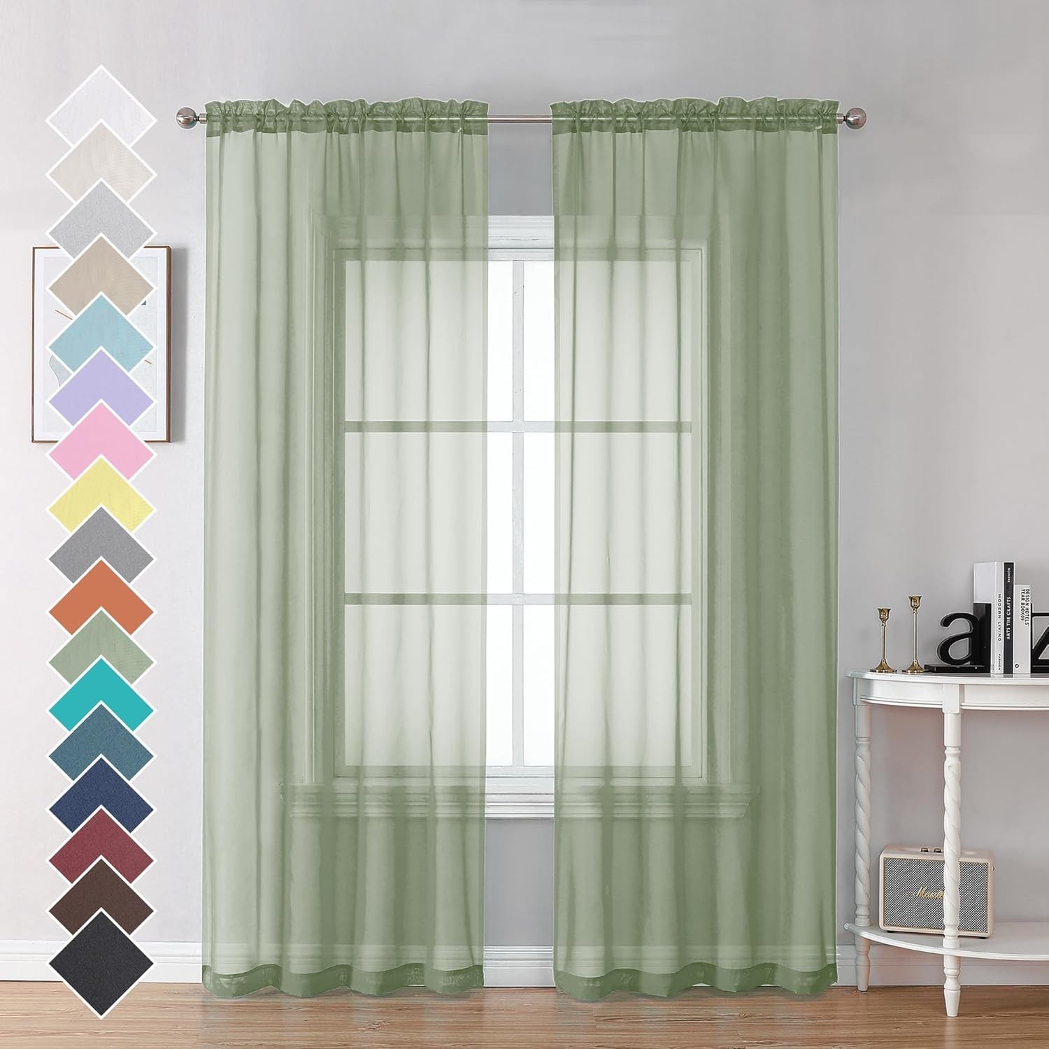 Bedroom Curtains 2 Panel Sets 84″ Inch Length – Transparent Light Weight Soft…