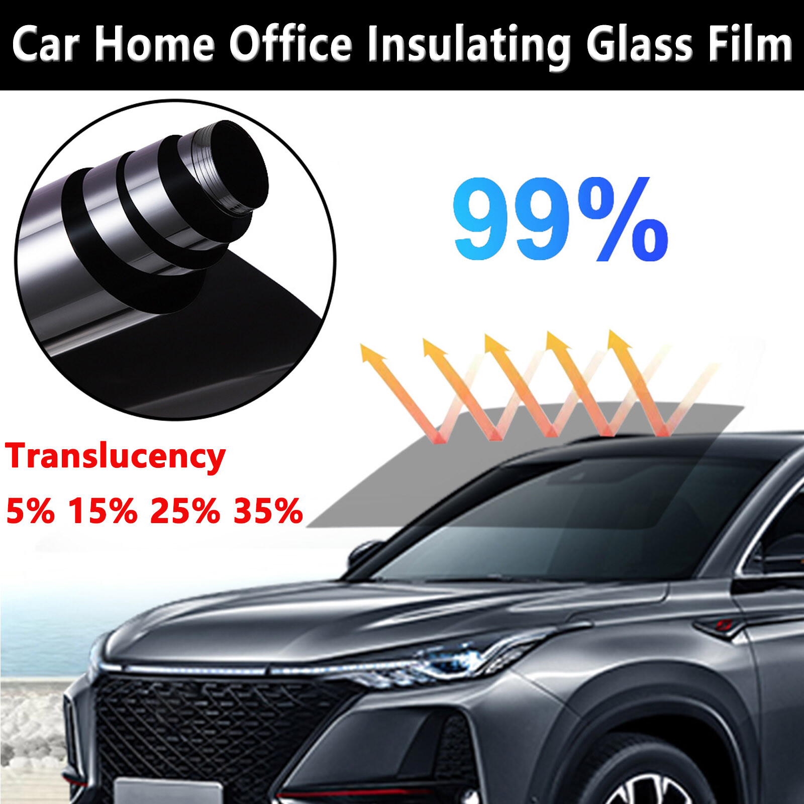 20″ x 10FT Uncut Car Window Tint Film Roll 5-35% VLT For Car Home & Office Glass
