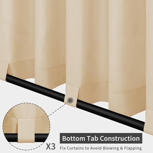Outdoor Patio Curtains Detachable Tab Top 54″W x 108″L (Pack of 2) Beige