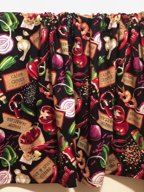 Handmade Black Seafood Valance, 41 X 15 INCHES