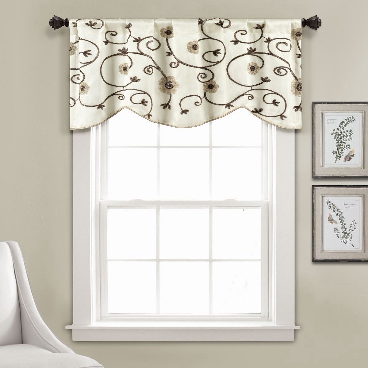 Lush Decor Royal Garden Valance Floral Window Kitchen Curtain (Single), 42”W x