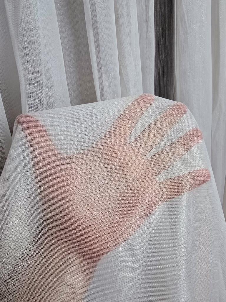 Glitter Fabric Tulle Curtain 1 to 3 pleated, Ecru Color, Light filtering, ET4030