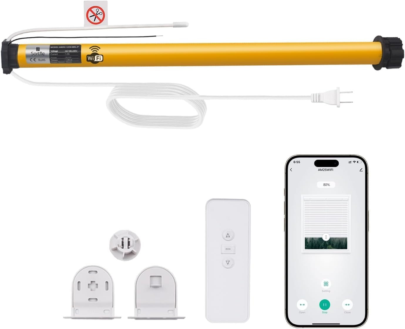 Smart Wifi Blinds Motor for 1.5″ Shades, Works with Alexa/Google Home