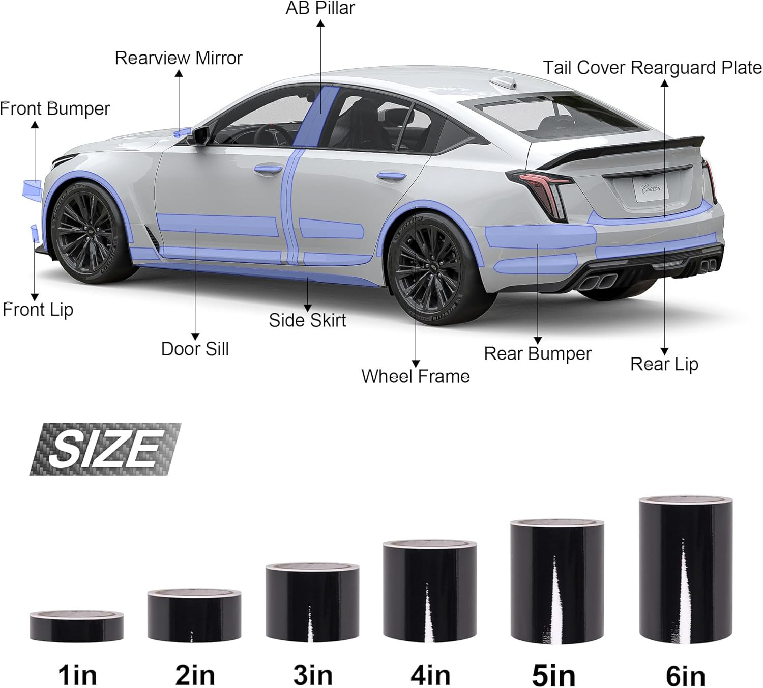 Gloss Black Vinyl Wrap for Chrome Delete, 2 Inch X 30Ft Automotive Grade Self-Ad