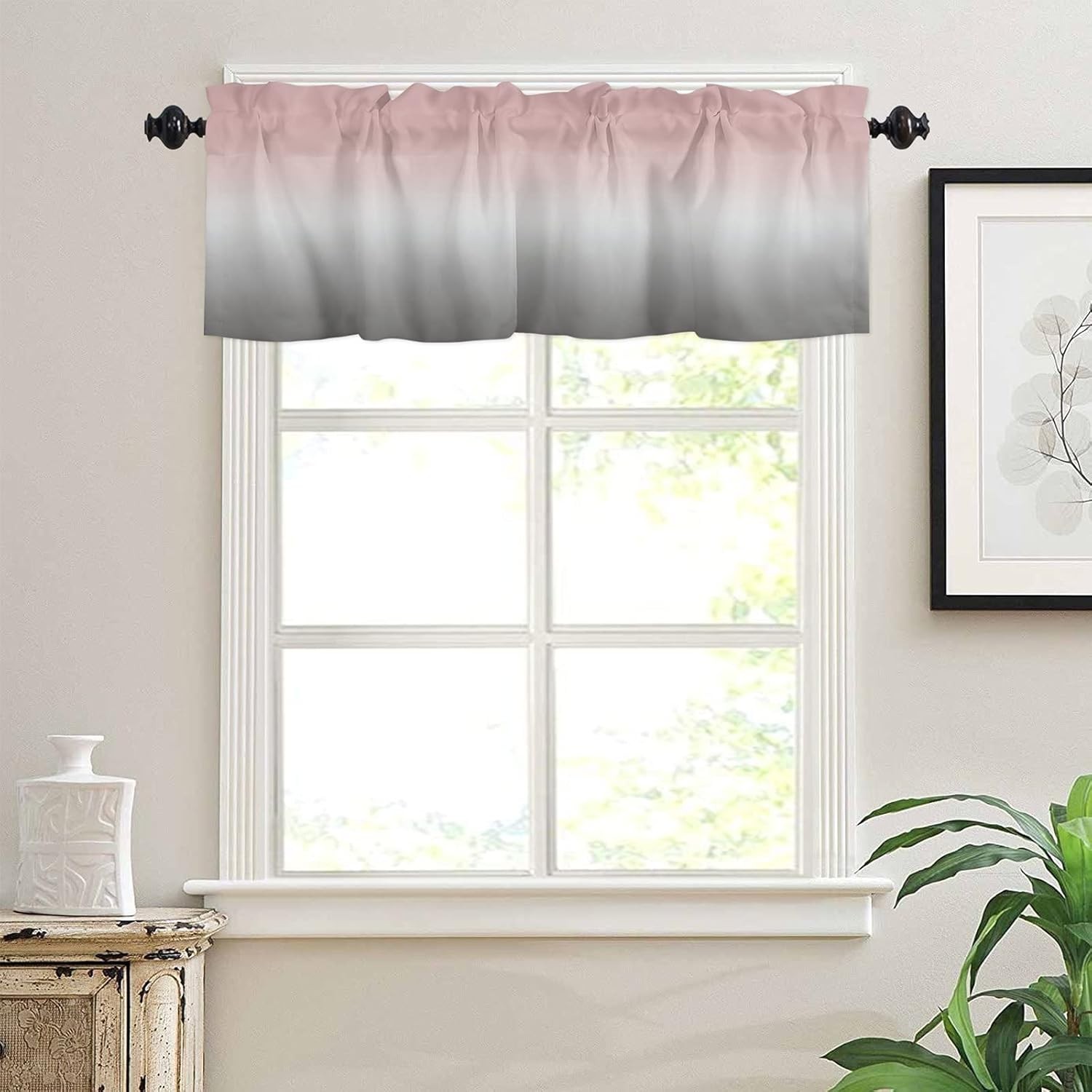 Windows Valances Curtain Pink and Grey Ombre Kitchen Valances Rod Pocket