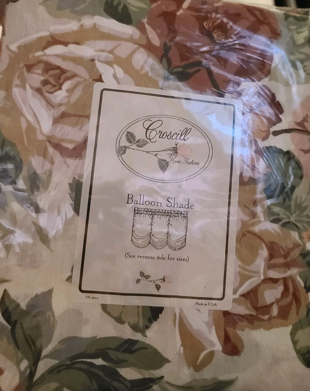 2pc CROSCILL ARBOR ROSE Roses Curtain Adj. Balloon Shade Panels
