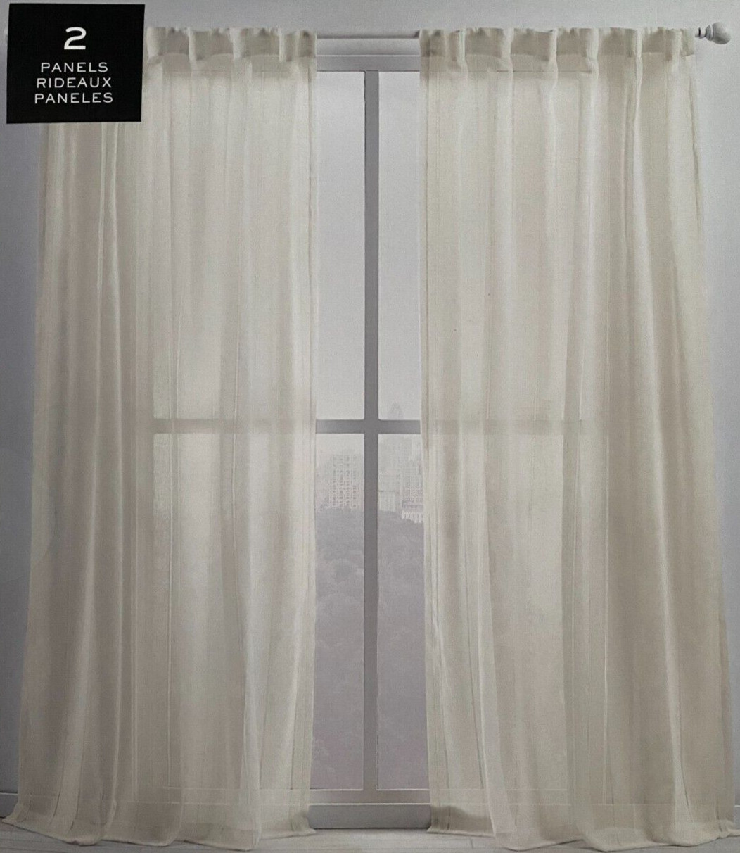 New Ralph Lauren Window Curtains 2 Panels Beige 54 x 108 Linen Hamilton Back Tab