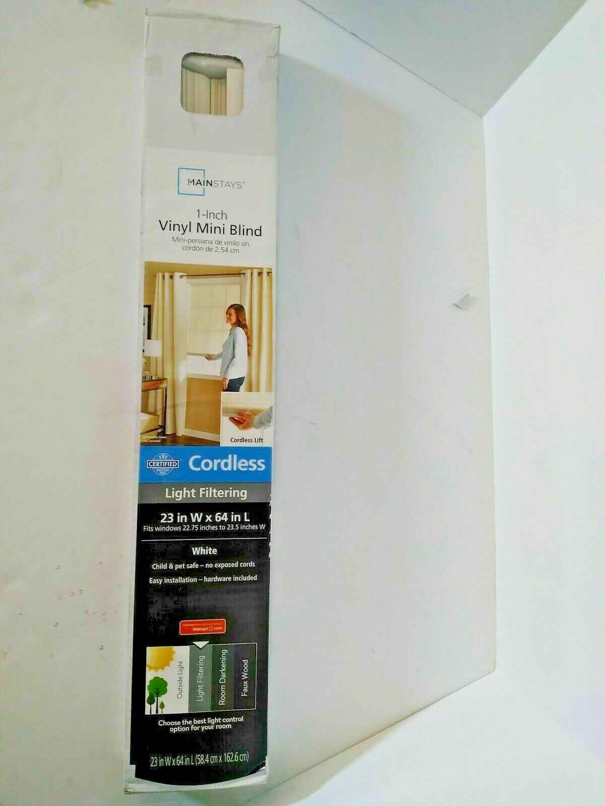 NEW CORDLESS 1″ VINYL MINI WINDOW BLINDS, VENETIAN BLIND 23″ x 64″