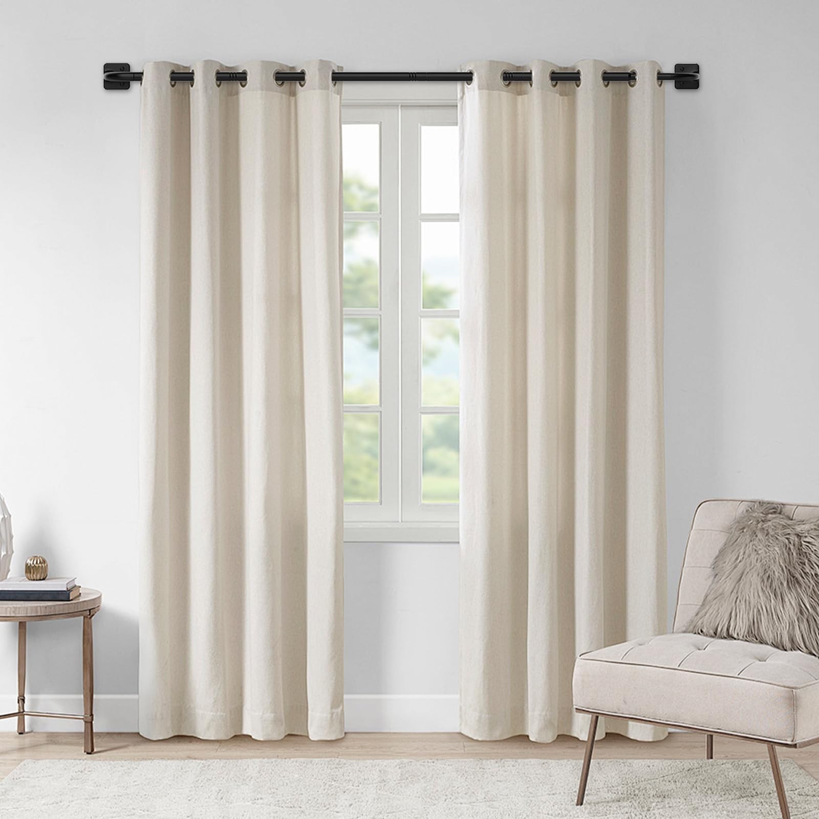 Black 5/8 Inch 3260 In Wrap Around Room Darkening Blackout Curtain Rod Set