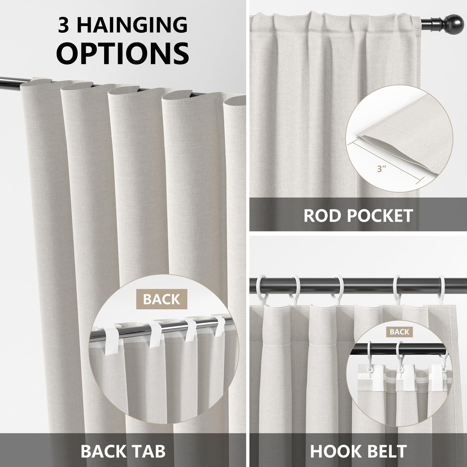 26 x 45 Inch Boho Kitchen Curtains Tier Rod Pocket Linen Fabric Bohemian Geom…