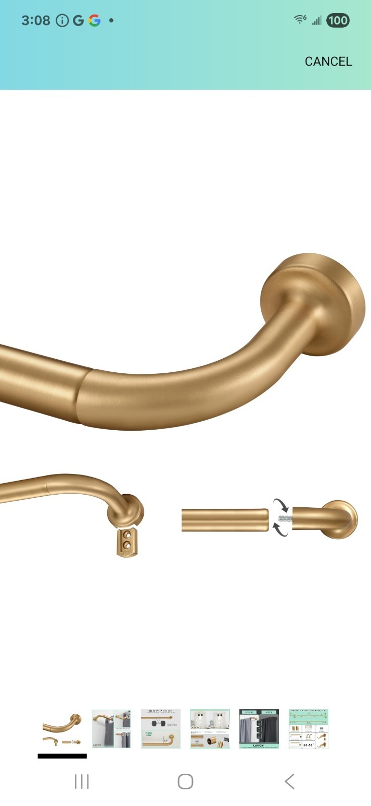 Warm Gold Curtain Rod for Windows 28 to 56 Inch, Internal Splicing 1 Inch…
