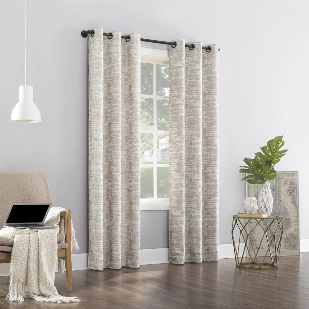 96″x40″ Parrish Distressed Grid Thermal Extreme 100% Blackout Grommet Curtain