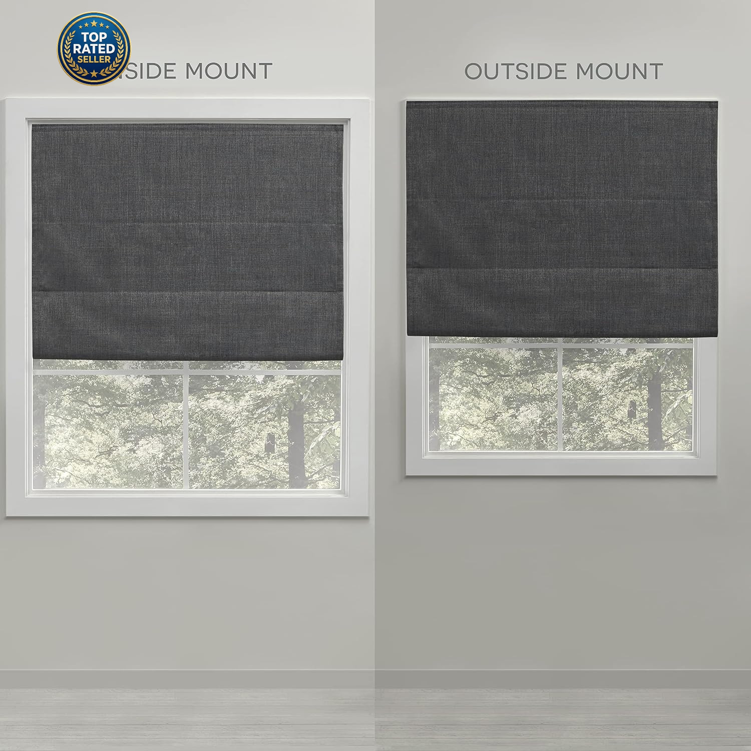 Frontera 100% Blackout Roman Shade, 31″X64″, Natural/Taupe