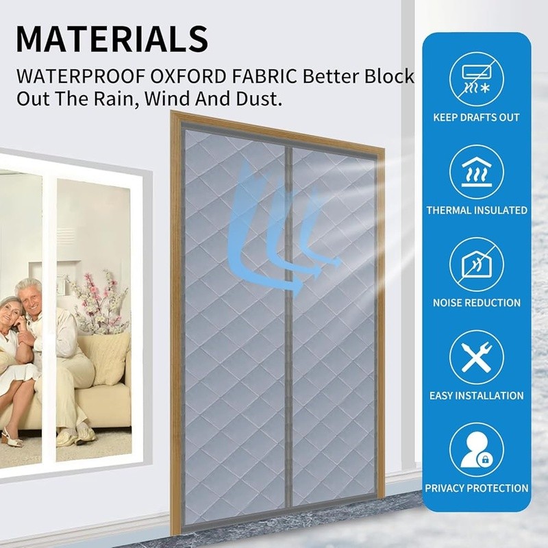 Durable Cotton Canvas Door Curtain Wind Light Control Pets Kids Safe Closure New