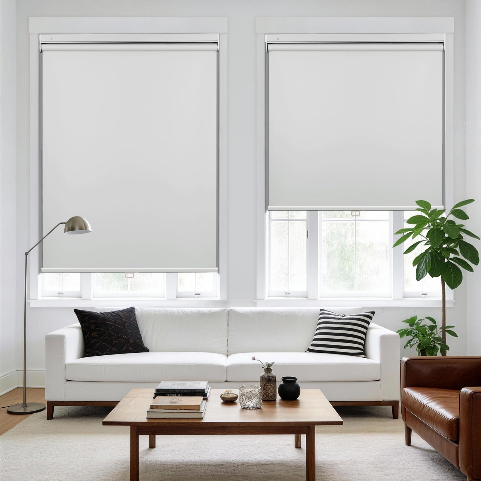 HESTIA No Drill Cordless Blackout Roller Shades Screwless Waterproof Shower W…