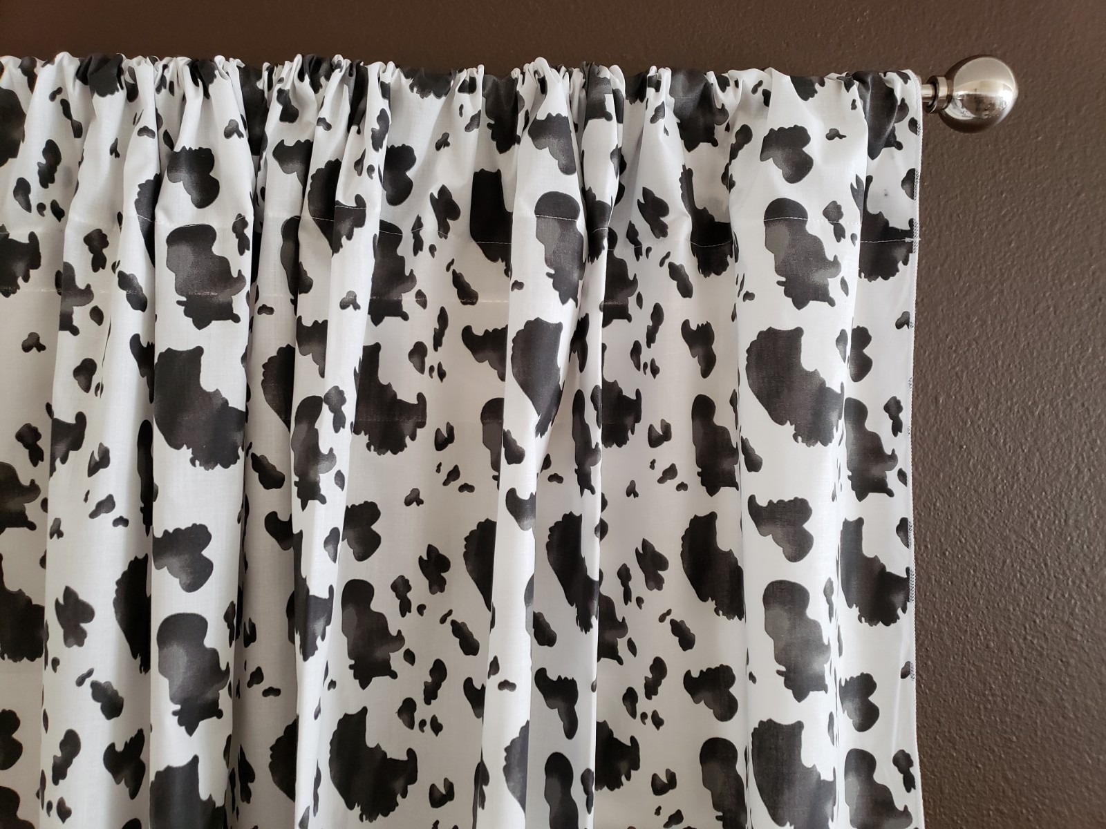 Cotton Curtain Window Panel or Photography Backdrop 58″ Wide Cow Print