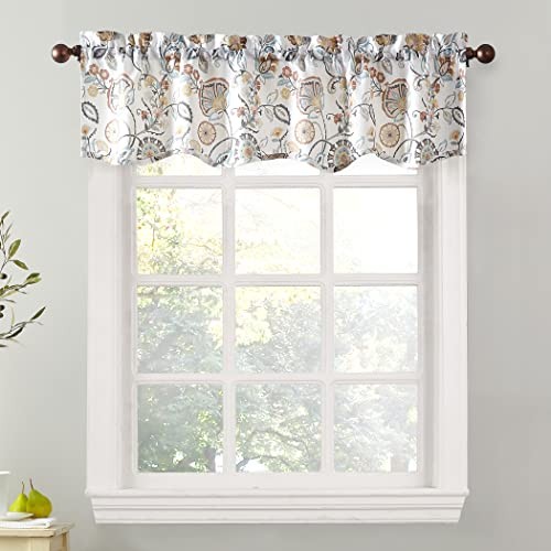 Signy Jacobean Pattern Semi-Sheer 54″W x 14″L (Pack of 1) White Traditional