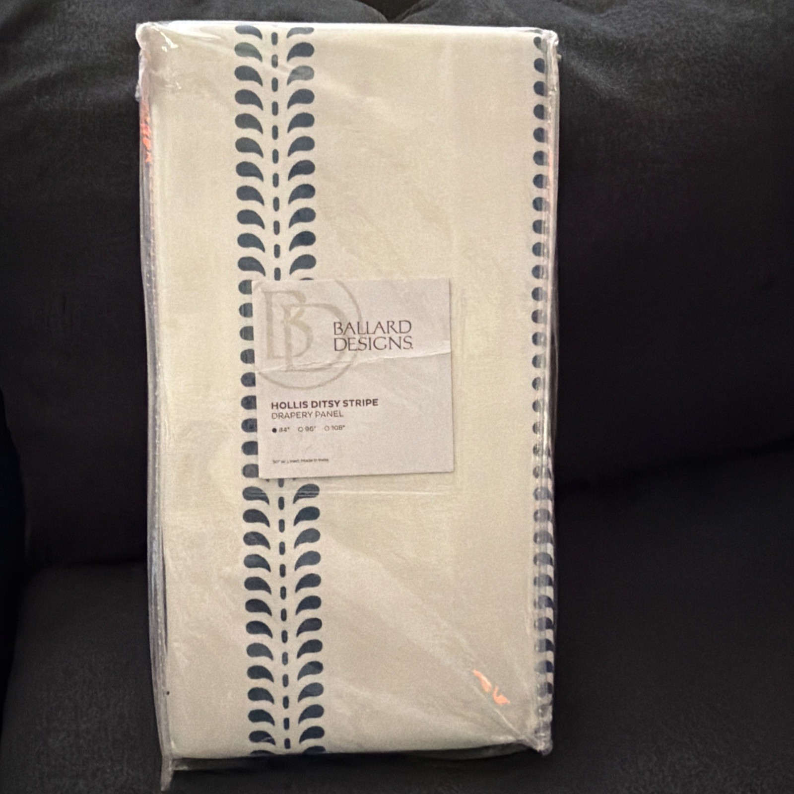 Ballard Designs Hollis Ditsy Stripe Curtain Panel 84” Blue SINGLE NEW IN PKG