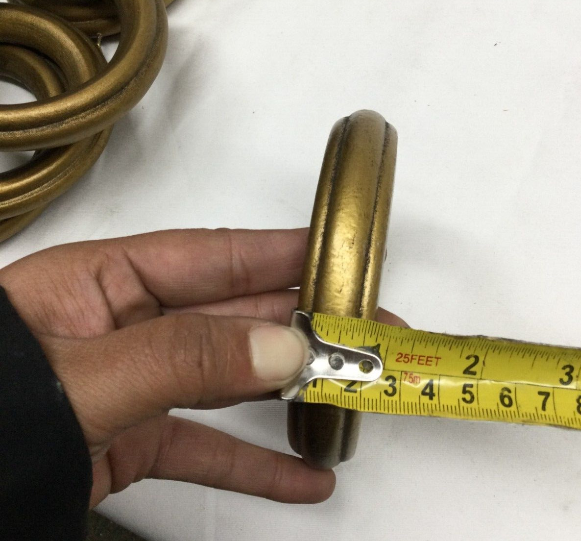 PACK OF TEN – styled Curtain Rings For 3” Wood Pole for Window Drapes – Gold
