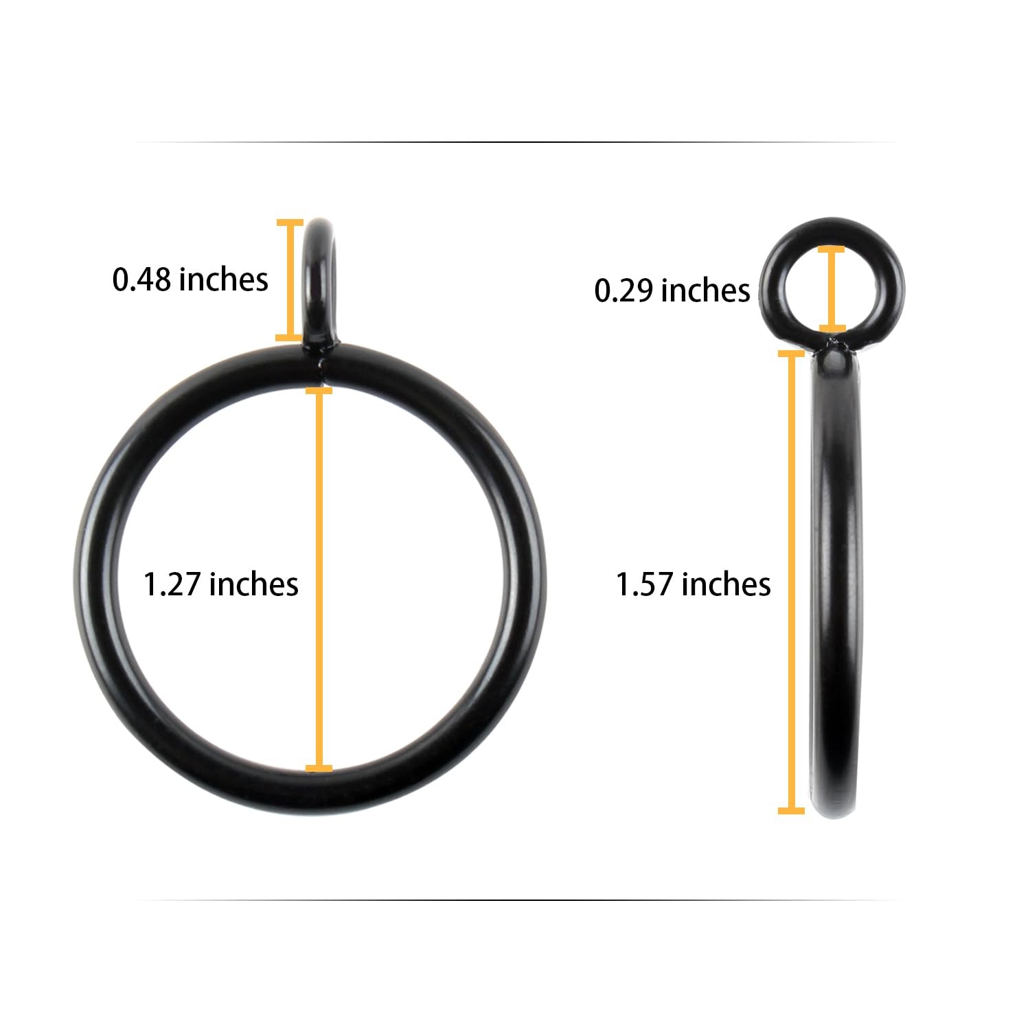 30 Pcs of 1.25 Inch Black Drapery Curtain Ring, Eau Small inches,