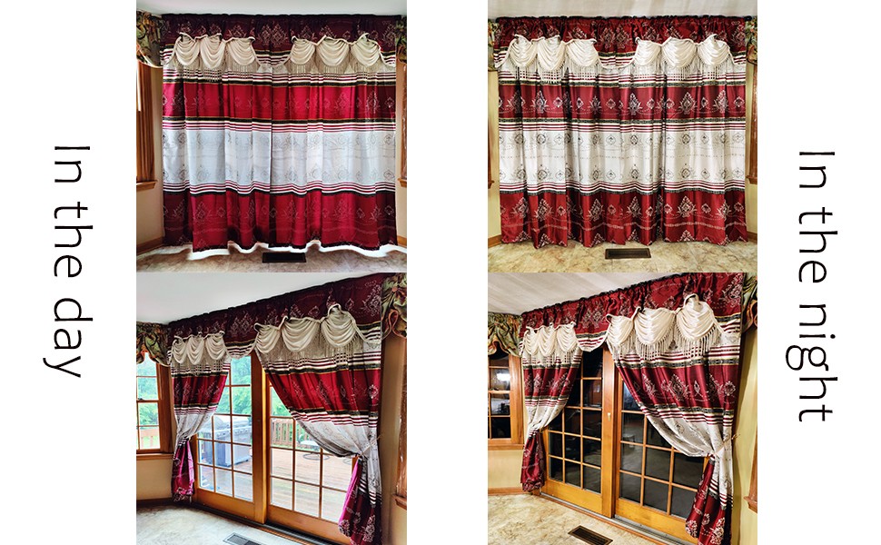 Harmony Horizon. Jacquard Window Curtain Panel Drape with Attached Fancy
