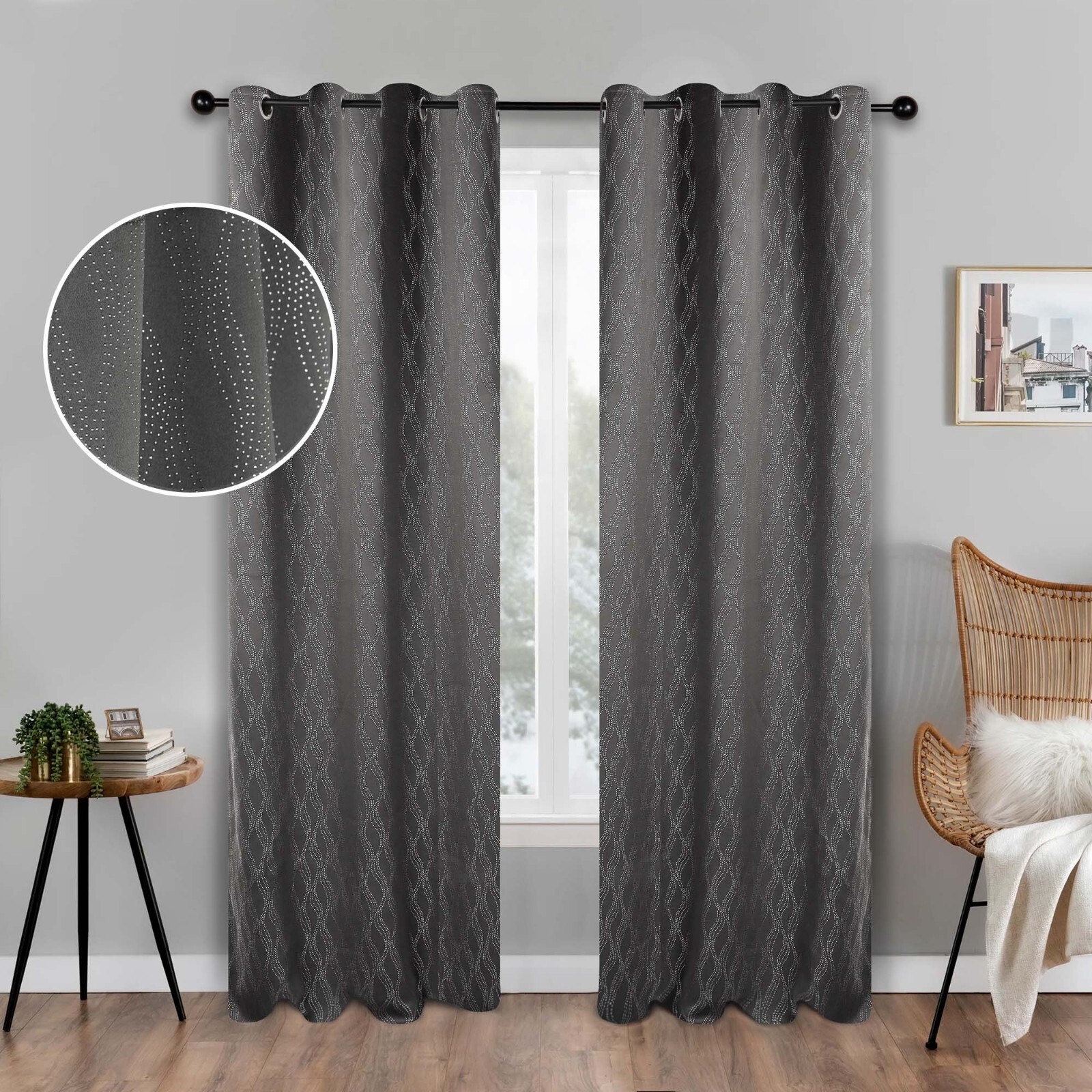 Zuri Textured Solid Wrinkle Resistant Blackout Curtain With Grommet Panel Set