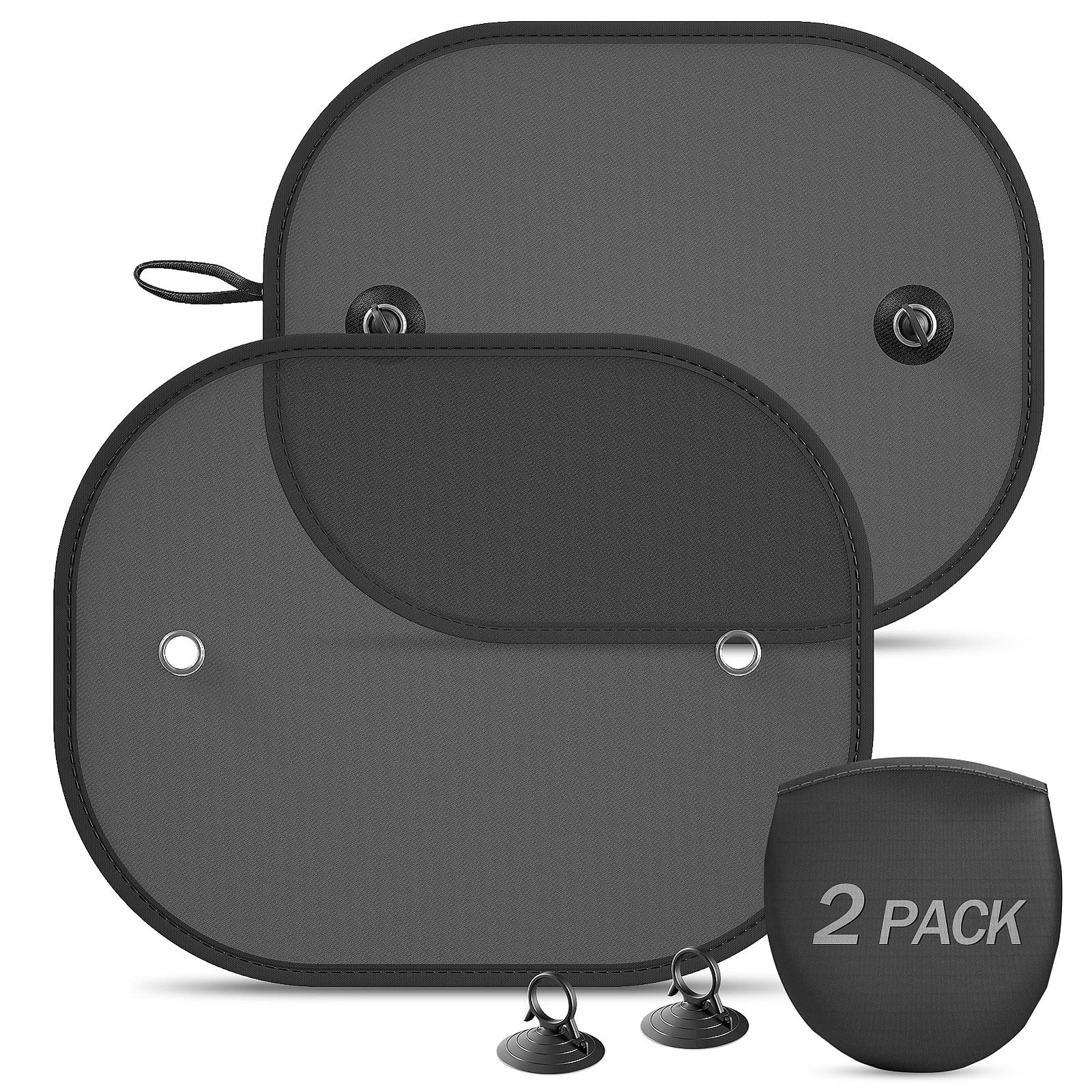 Car Window Shade, 2 Pack Sun Shade for S-Suction Cups, Black:S