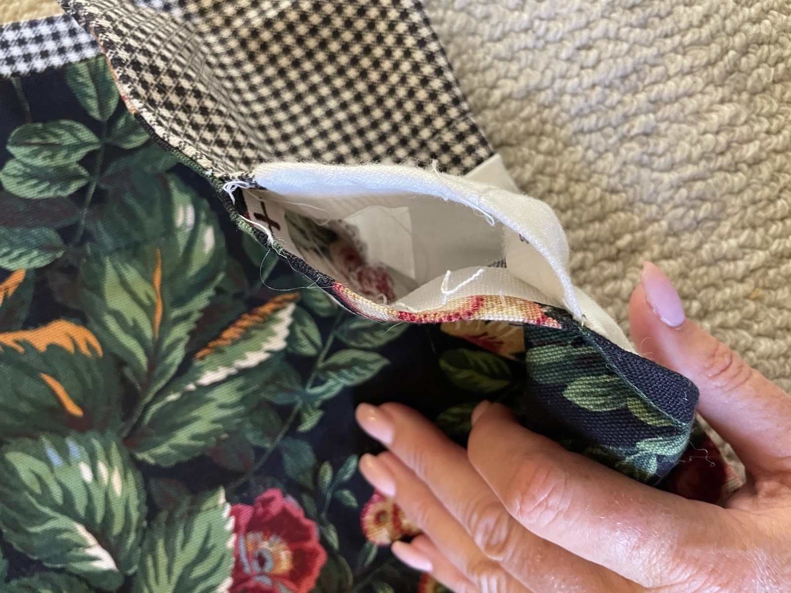 Custom made w Ralph Lauren Cabbage Roses Floral & Check Window Valance 208×17
