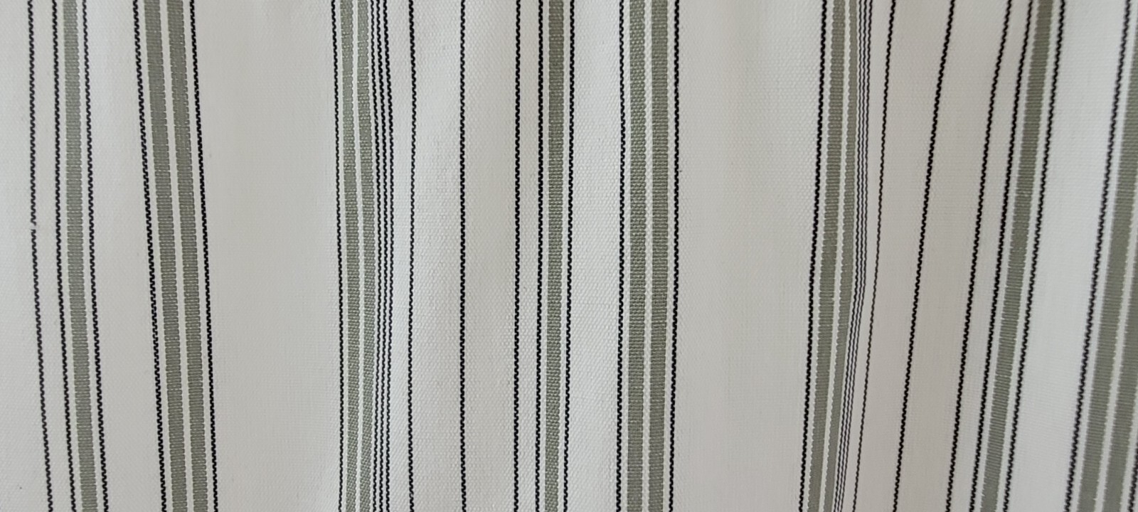 Sage and Black Ticking Stripe on a Ivory Background, Ivory Stripe Valance