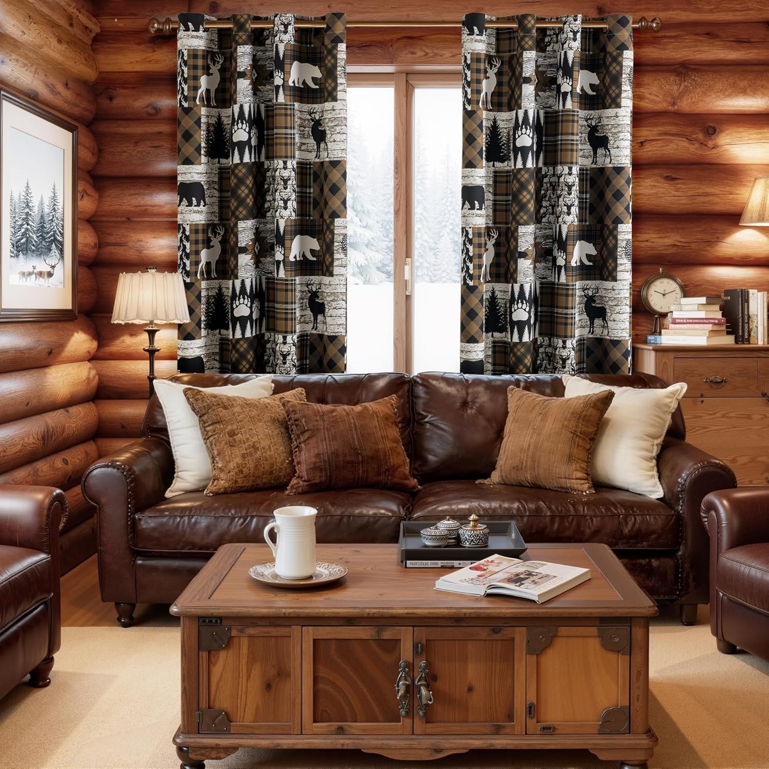 Brown Rustic Cabin Curtains 2 Panels Country Style Curtain 50% Light Blocking…