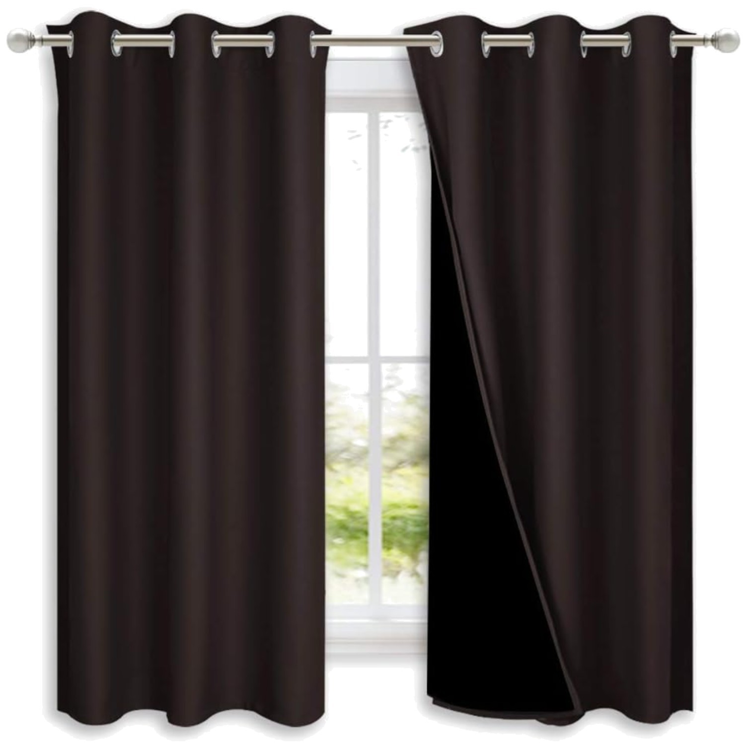Noise Reduction Blackout Curtains, Toffee Brown, 2 Pack