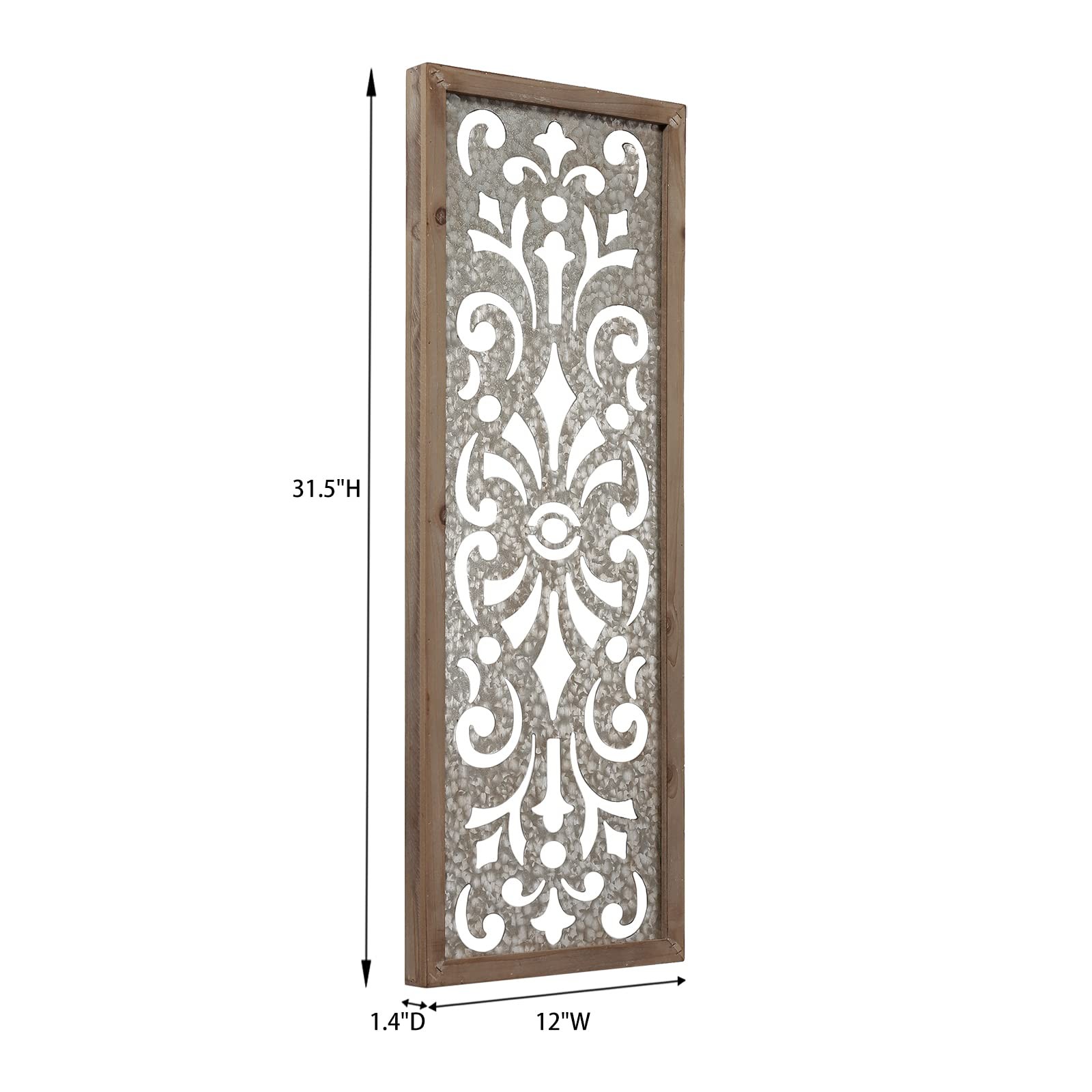 Farmhouse Galvanized Wall Decor, 12″ x 32″, Hanging Window Pane, Wood & Metal…
