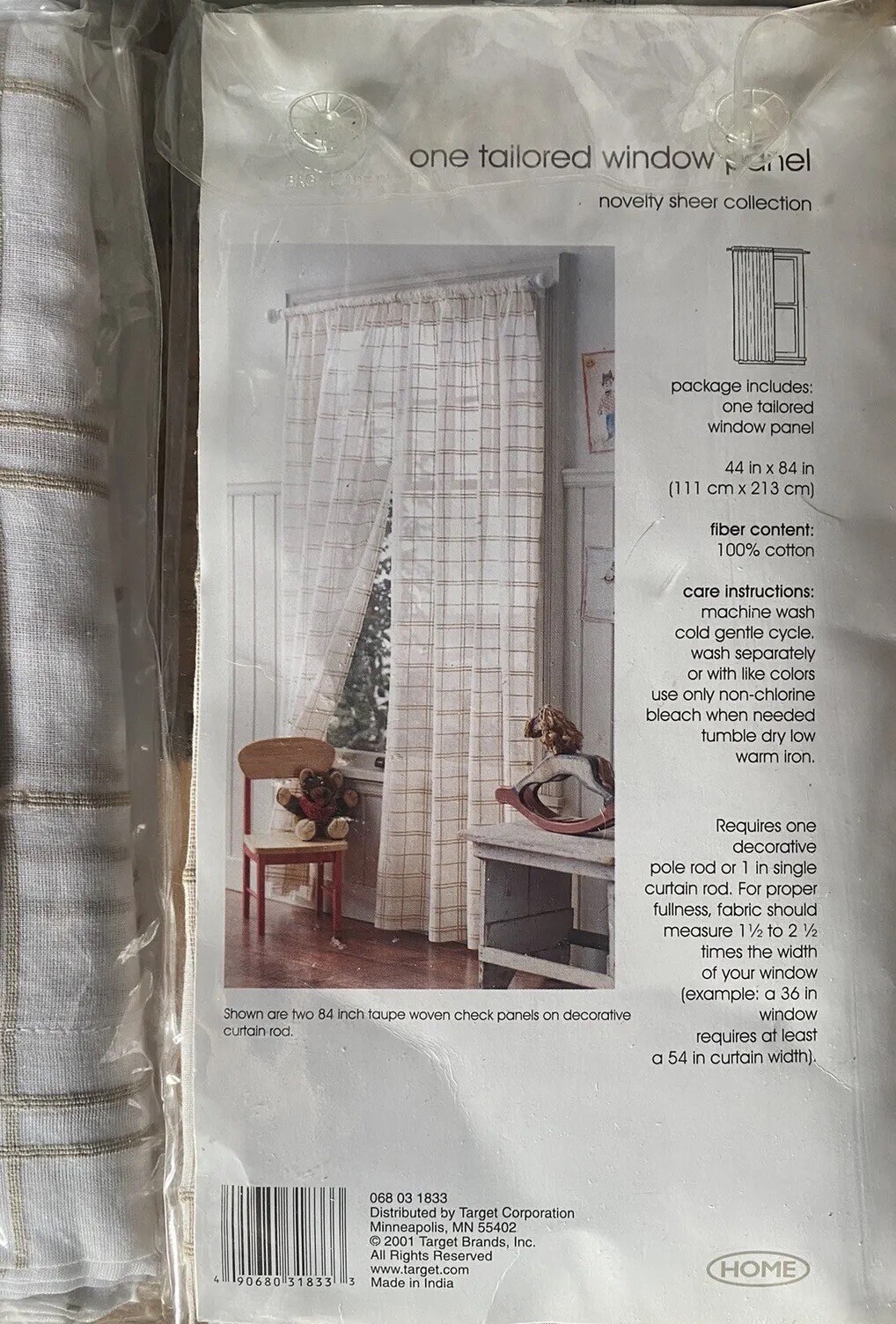 NEW Sheer Tailored Panel Sets (4 panels) Taupe Woven Check 44 in. X 84 in.