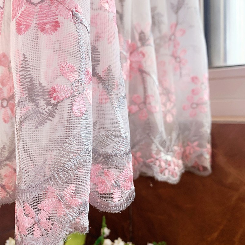 Lace Sheer Short Curtain Cabinet Window Drape Lace Embroidered Door Curtain Home