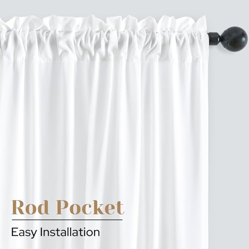 Non-See-Through Privacy Sheer Kitchen Curtains 30″W x 24″L (Pack of 2) White