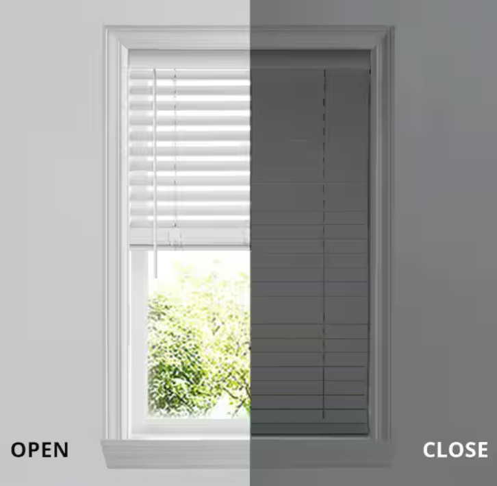 White Cordless Faux Wood Blind 2 in Slats 34.5W x 72L (Actual 34W x 72L)