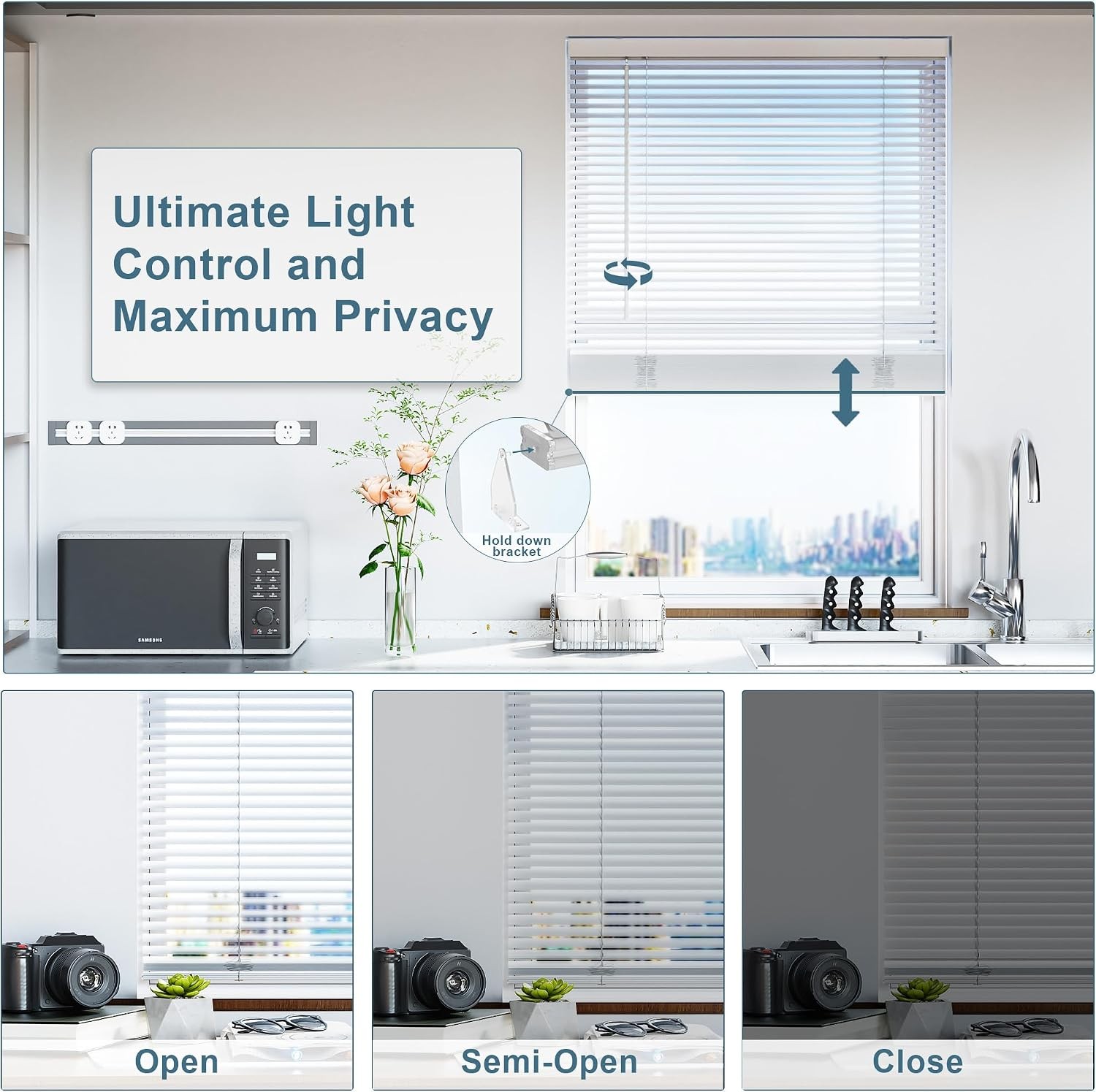 1″ Cordless Blinds Indoor Windows 35″ W X 64″ H Window Blinds Light Filtering