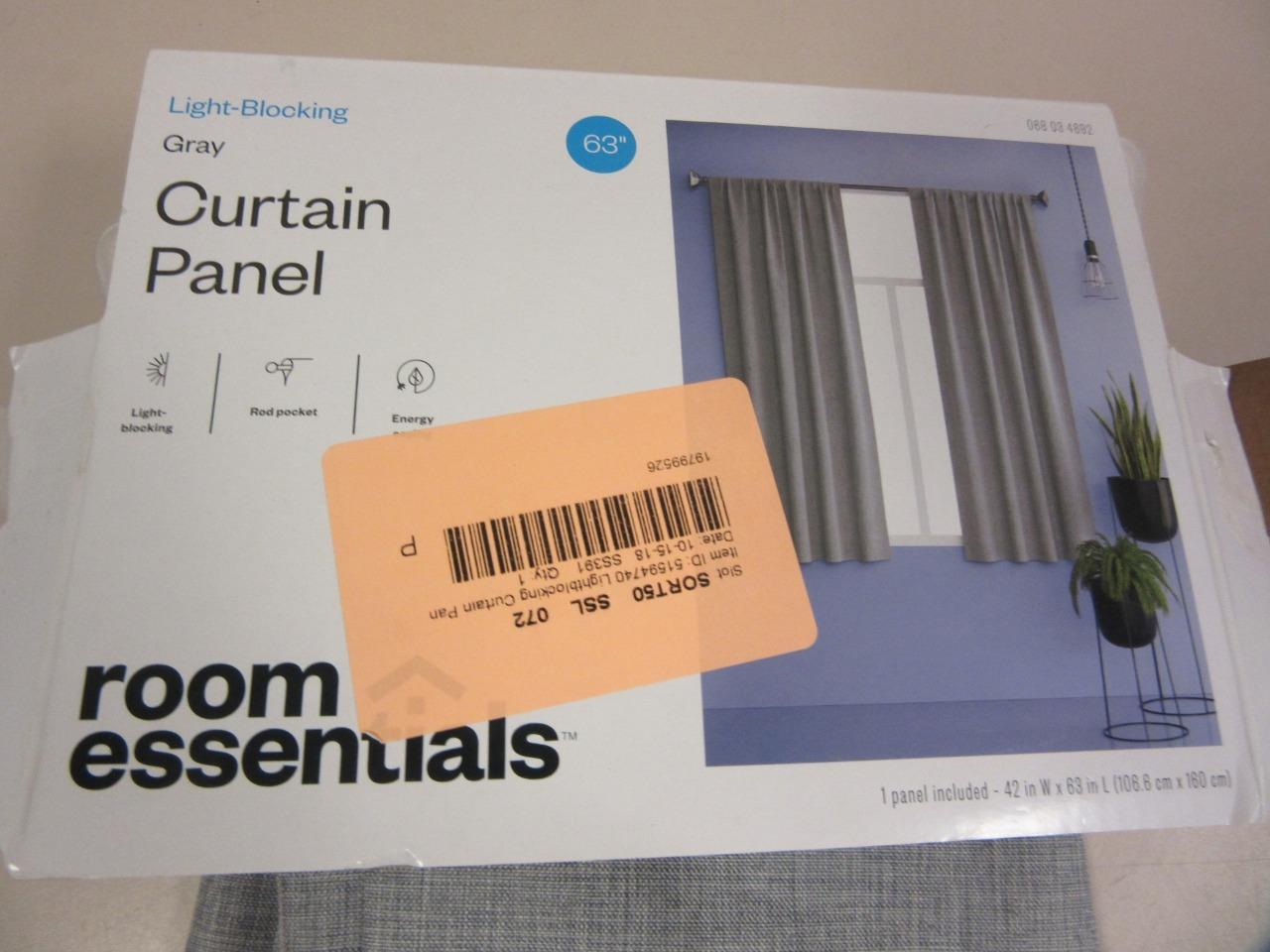 Room Essentials Light-Blocking Curtain Panel Gray 42″ x 63″ Unused