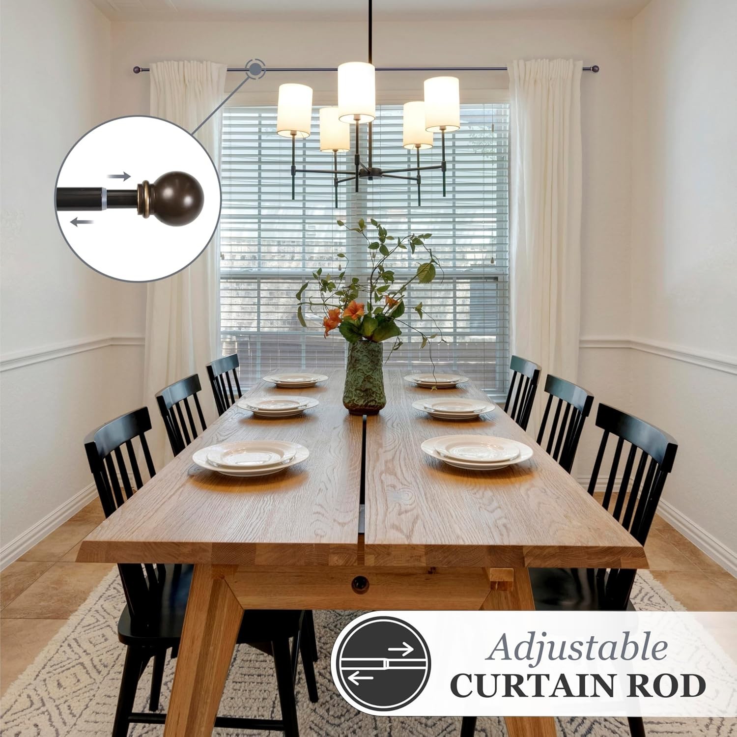 Versatile Chelsea Curtain Rod 48-86″ – Supports Light to Medium Weight Curtains