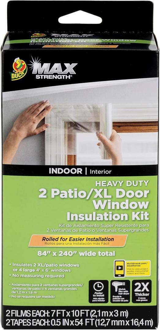 Duck MAX Strength Window Insulation Kit, Fits Patio Doors & Large Windows, He…