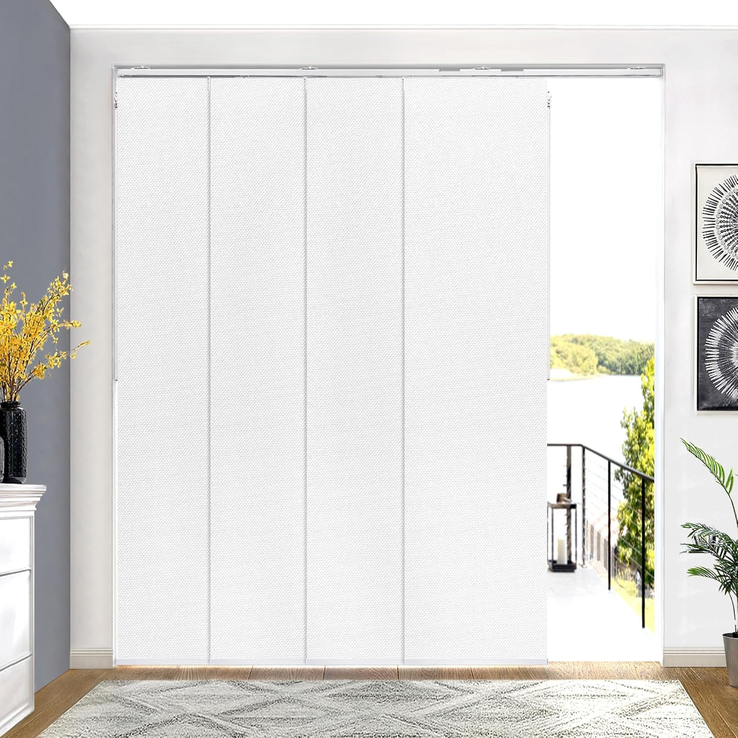 Adjustable Blackout Vertical Blinds for Sliding Doors, Extendable Track (45 3…