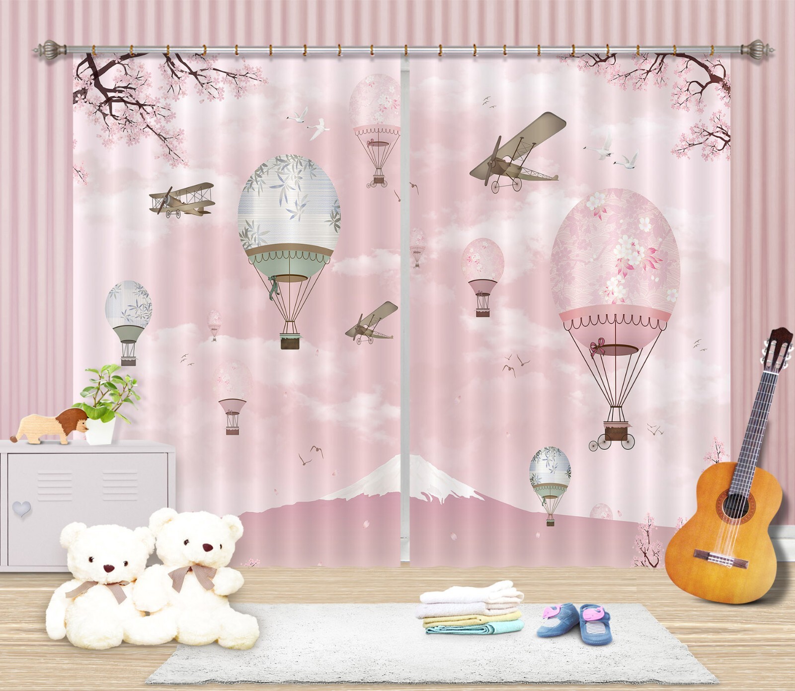 3D Cherry Blossom Mountain ZHUA140 Photo Curtain Window Blockout Fabric Amy 2023