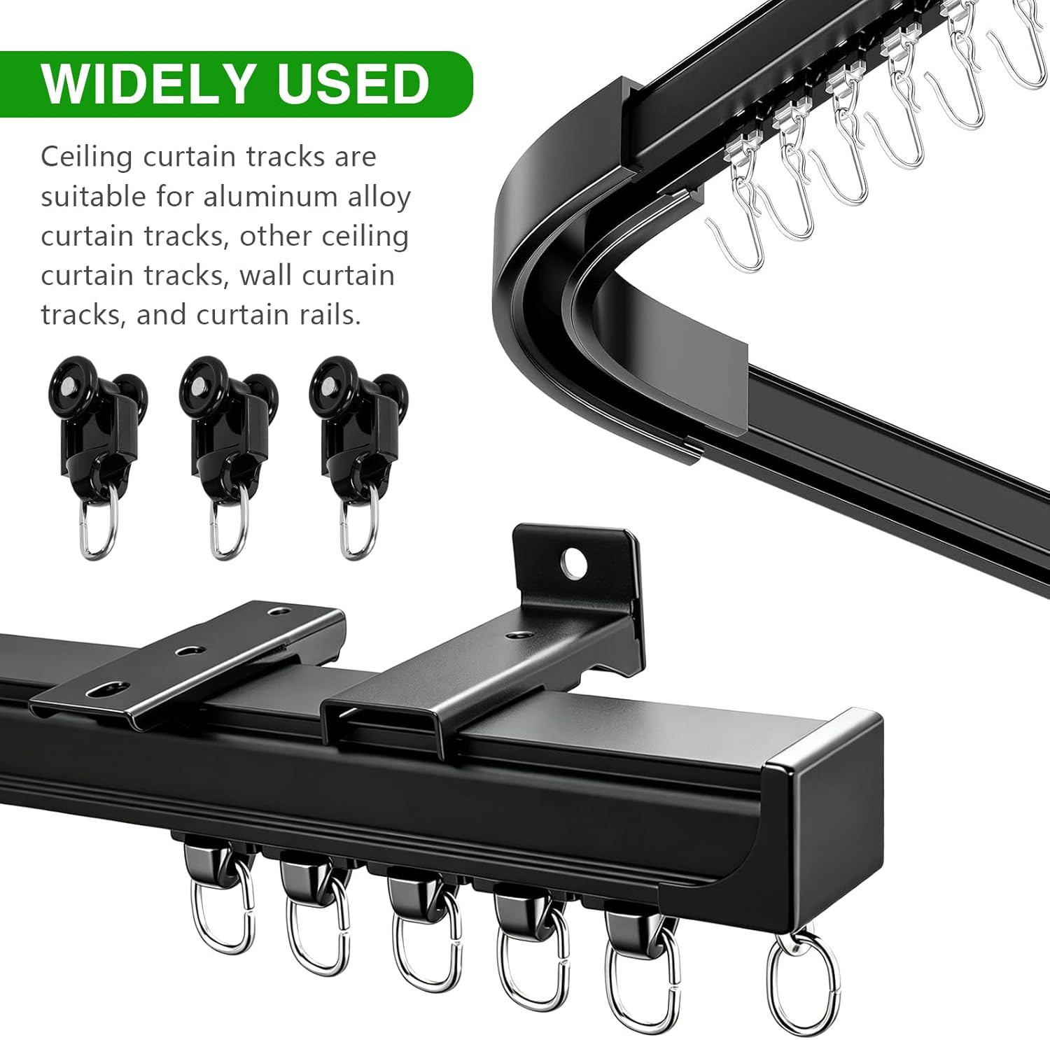 20 Pcs Ceiling Mounted Curtain Track, Heavy-Duty Curtains Rails Room Divider …