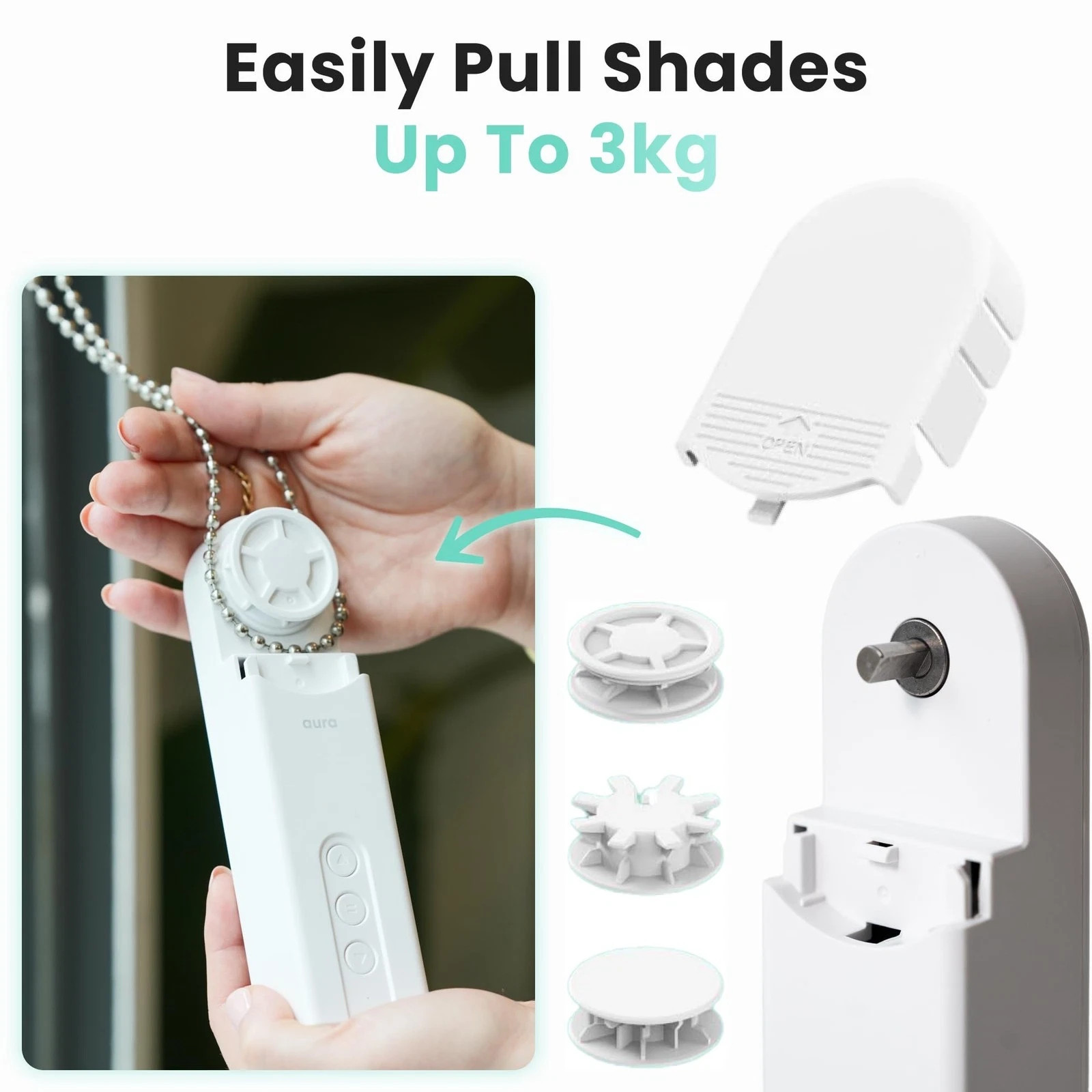 Aura Roller Smart Shade Driver Automate Existing Blinds | Works with Beaded NEW