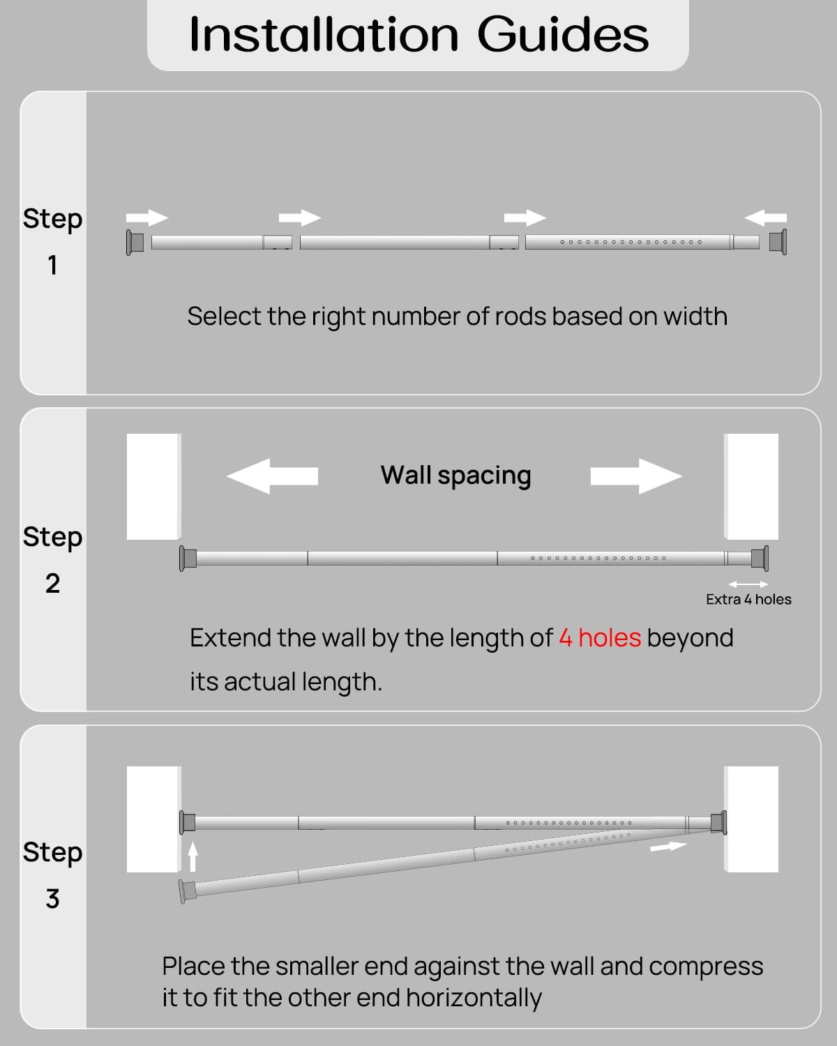 Tension Curtain Rod by ,123-160 Inches, Heavy Duty Tension
