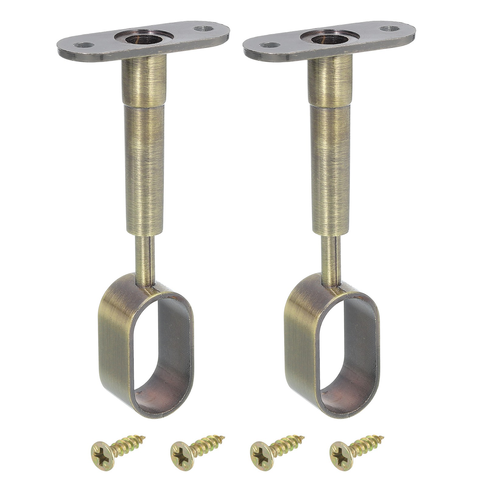 2 Pcs Oval Closet Shelf Bracket Wardrobe Rod Adjustable Full Though Pipe Bronze