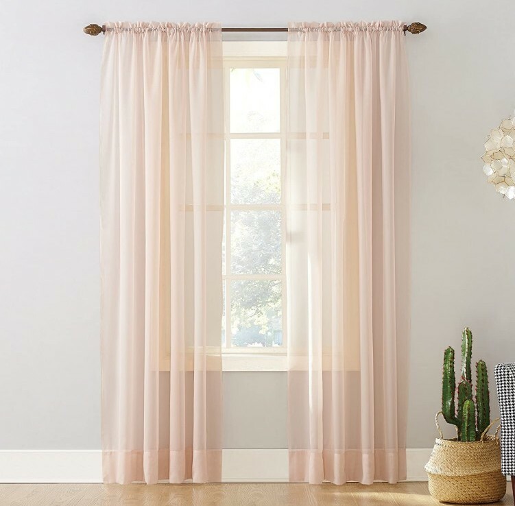 No. 918 Lichtenberg Emily Sheer Voile Rod Pocket Curtain Panel 59″ x 84″ Blush